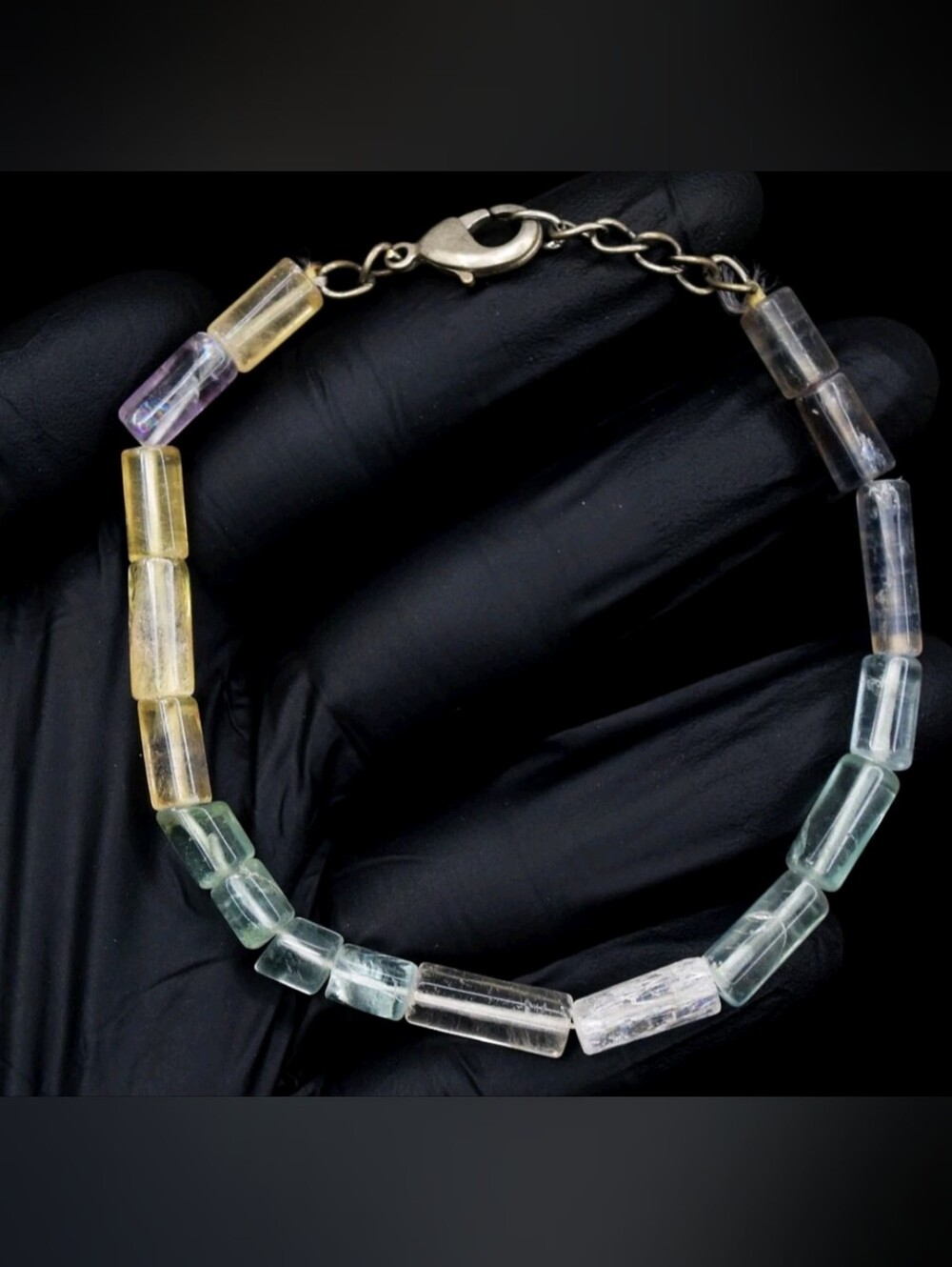 Multicolor Flourite Tube Bead Bracelet - Women Jewelry
